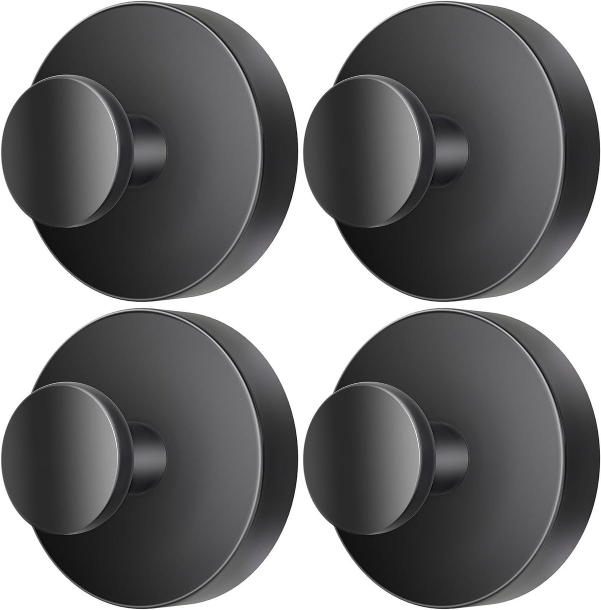 2026 Upgraded Drill-Free Suction Cup Hooks, Stainless Steel Suction Cup Hooks for Shower, Mirror, Wall, Bathroom, Glass, Hanging Towels - 4 Pack, Black