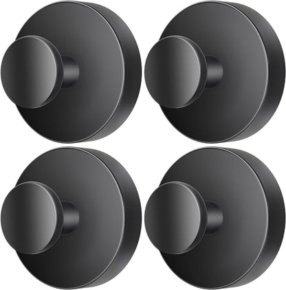 2026 Upgraded Drill-Free Suction Cup Hooks, Stainless Steel Suction Cup Hooks for Shower, Mirror, Wall, Bathroom, Glass, Hanging Towels - 4 Pack, Black