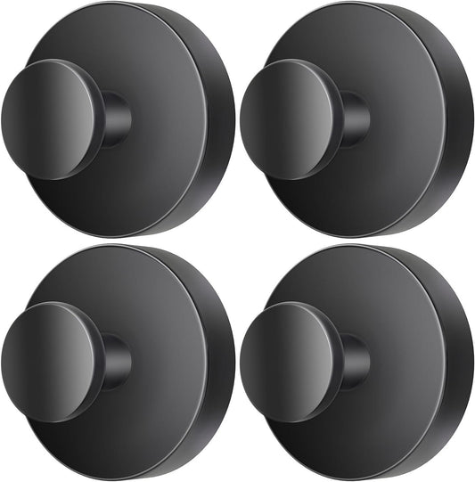 2026 Upgraded Drill-Free Suction Cup Hooks, Stainless Steel Suction Cup Hooks for Shower, Mirror, Wall, Bathroom, Glass, Hanging Towels - 4 Pack, Black