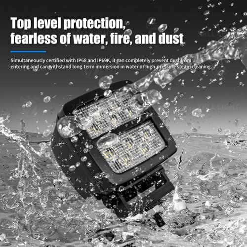 Flood60° LED-Worklight Search Light Additional Headlight for Ship Car SUV Truck Construction Vehicles Dock, Engineering Headlamp Front Auxiliary Lamp 1pcs LED6550 - Black - Size flood 60°