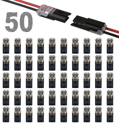 50PCS Push-in Wire Connector D1 D2 D3 Terminal Blocks, No Soldering Needed - Black - D2