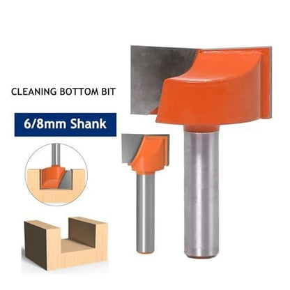8mm blade diameter 6mm Wood Cutter Cleaning Bottom Engraving Bits Solid Carbide Router Bit Woodworking Tools CNC Milling Endmill - Silver-Red