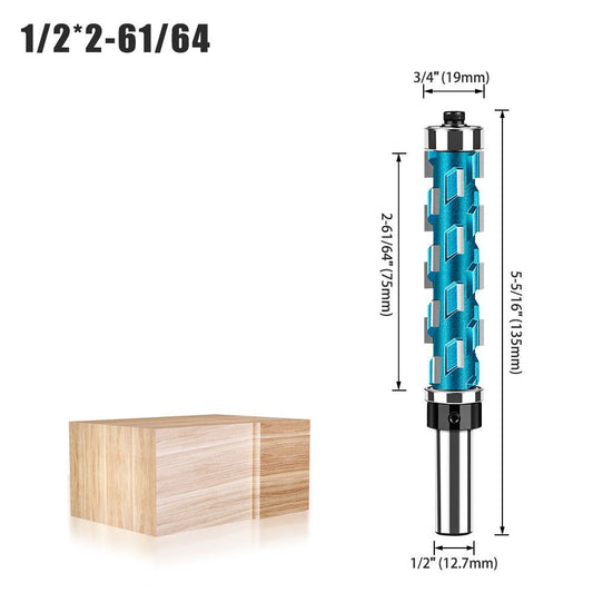 Double Bearing Spiral Flush Trim Router Bit 1/2" Shank - Solid Carbide Blade with Teflon Coating, 19mm Diameter for CNC/Edge Banding/Hardwood - Blue - Size 1/2" Shank-D19-L75