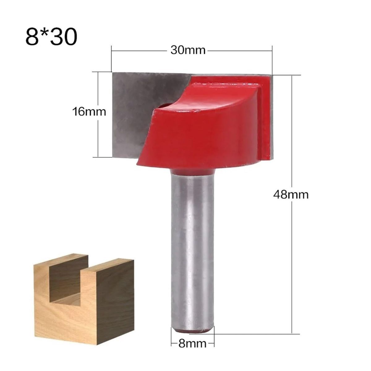 30mm blade diameter 8mm Wood Cutter Cleaning Bottom Engraving Bits Solid Carbide Router Bit Woodworking Tools CNC Milling Endmill - Silver-Red
