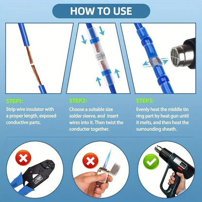Solder Ring Wire Connectors Heat Shrink Butt Terminals Electrical Connector Kit - Multi - Size 800Pcs