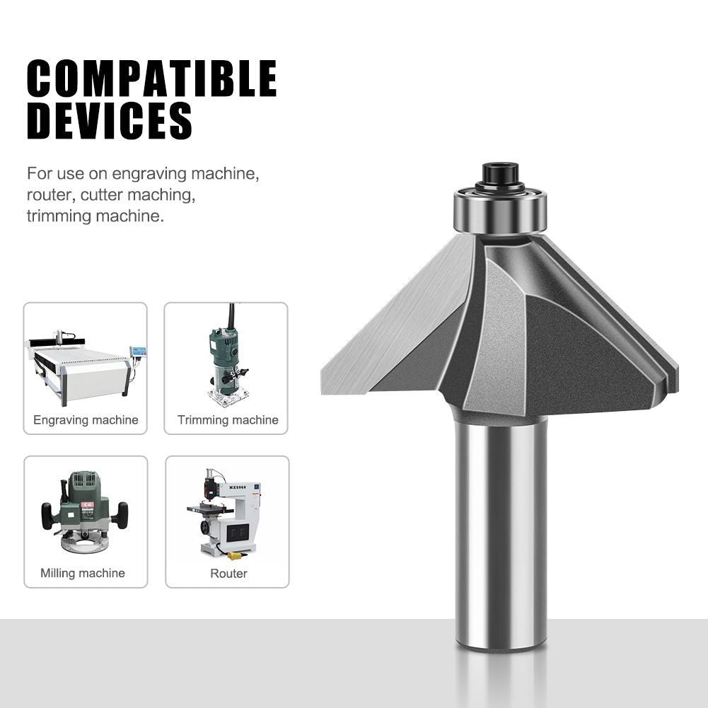 6mmX1 45-Degree Chamfer Router Bit with Carbide Tip – Industrial-Grade Milling Cutter for Edge Forming, Professional Woodworking Cutting Tool - Silver