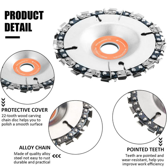 3 Pieces 5/8 Inch Wood Carving Chain Disc, 22 Teeth Angle Grinder Wood Cutting Chainsaw Wheel Disc Removal Stump for 4-1/2 Inch Angle, Inner Diameter Chainsaw