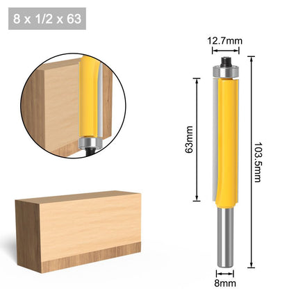 4 Pcs Profession Flush Trim Router Bit Set Bearing 8mm Shaft 12.7mm For Edging Copying Woodworking Plywood Trimming Flush Trim Cutter With Closed Bearing