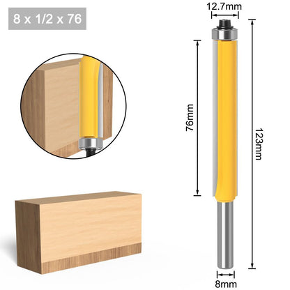4 Pcs Profession Flush Trim Router Bit Set Bearing 8mm Shaft 12.7mm For Edging Copying Woodworking Plywood Trimming Flush Trim Cutter With Closed Bearing