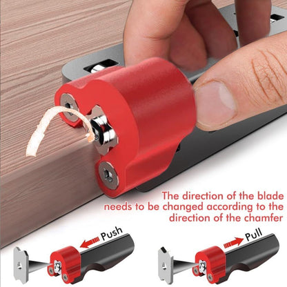 Woodworking Chamfering Tool, Manual Edge Planer Deburring Tool, Aluminum Wood Edge Trimmer for Furniture, Cabinets & DIY Projects, Portable Handheld Burr Remover for Woodworking - Black-Red - Size A