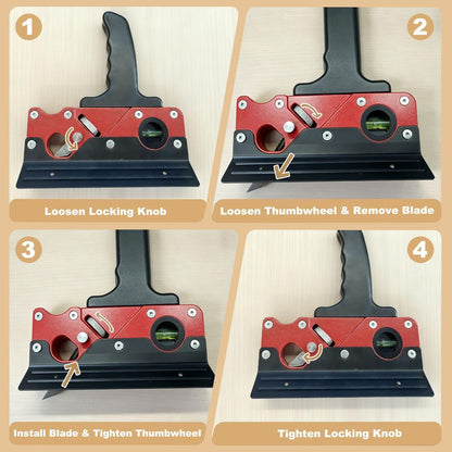 Multi-Blade Woodworking Chamfer Plane - Hand Planer for Edge Trimming & Corner Flattening, Adjustable Depth Fast Trimming Wood Planer with 7 Cutter Heads & Bubble Levels for DIY & Professional Use