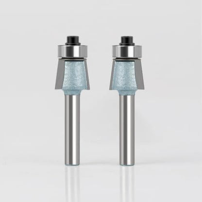 2Pcs Edges Banding Chamfer Router,1/4" Shank,19/32" Dia,1/2" Cut Depth 2-Blade Chamfer Router Bits,Forward & Reverse Carbide Woodworking Flush Trim Router Bit Set