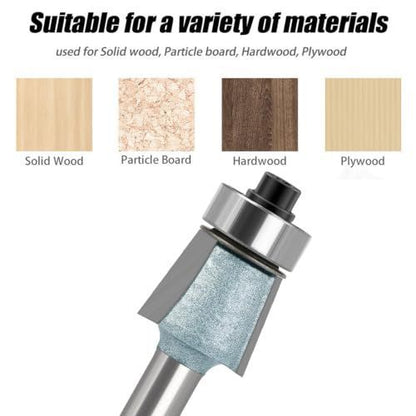 2Pcs Edges Banding Chamfer Router,1/4" Shank,19/32" Dia,1/2" Cut Depth 2-Blade Chamfer Router Bits,Forward & Reverse Carbide Woodworking Flush Trim Router Bit Set
