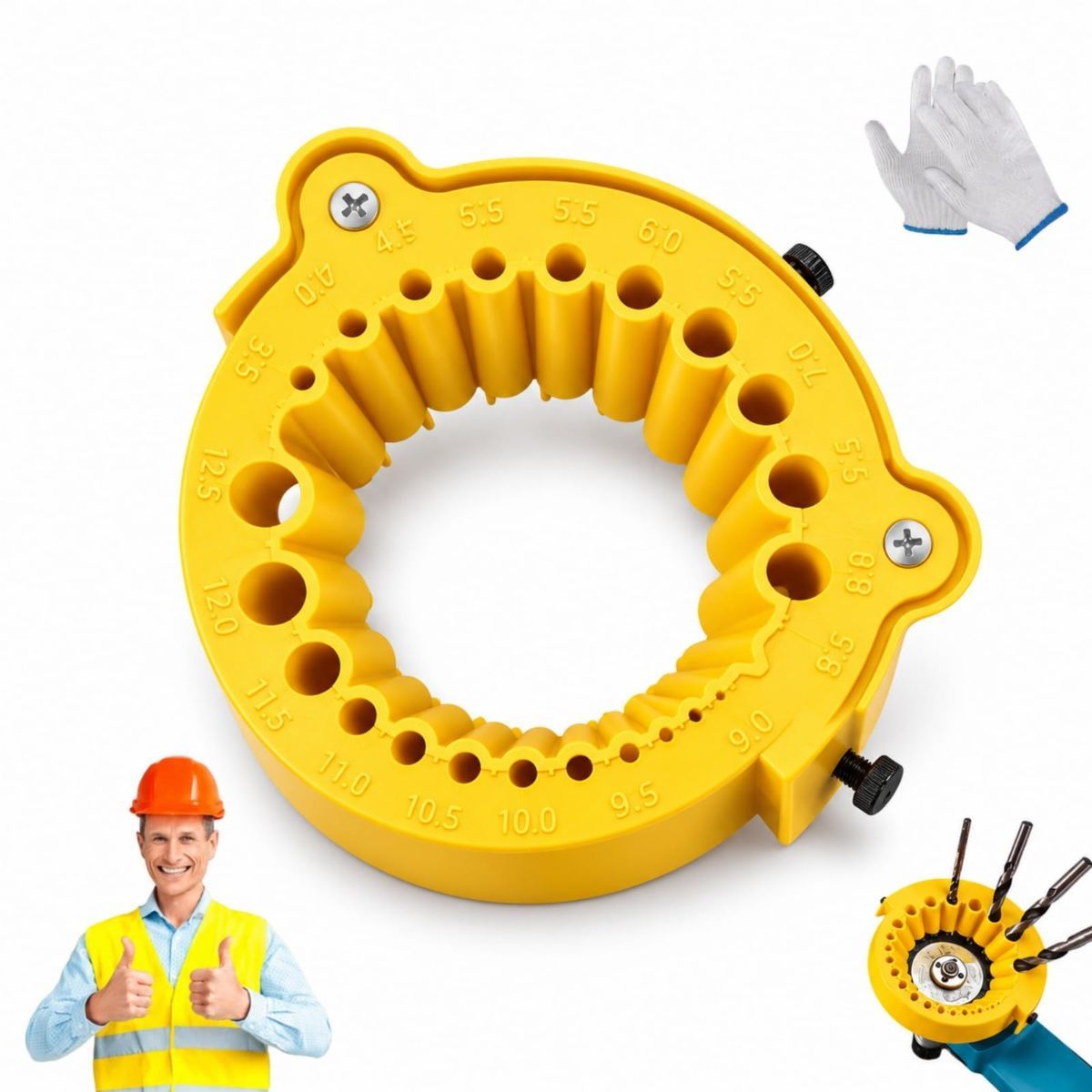 New Drill Bit Sharpening Jig,3.5-12.5mm Drill Bit Sharpener，Yellow Bench Grinder Drill Bit Sharpener Tool For Metalworking, Woodworking,Auto Repair & Workshops