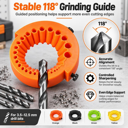 New Drill Bit Sharpening Jig,3.5-12.5mm Drill Bit Sharpener，Yellow Bench Grinder Drill Bit Sharpener Tool For Metalworking, Woodworking,Auto Repair & Workshops