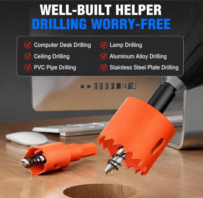 22mm Bi-Metal M42 High Speed Steel Hole Saw | with Pilot Drill Bit, Smooth Cutting Edge for PVC, Drywall, Wood, Plastic, Gypsum Board, Rubber, Thin Metal