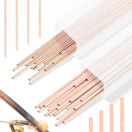 40Pcs 15% Silver Brazing Rods, Silver Solder Phos Copper Brazing Alloys Flat and Round Welding Rods for Air Conditioning Refrigerator Cold Storage HVAC Units (BCuP-2 20Pcs, BCuP-5 20Pcs)