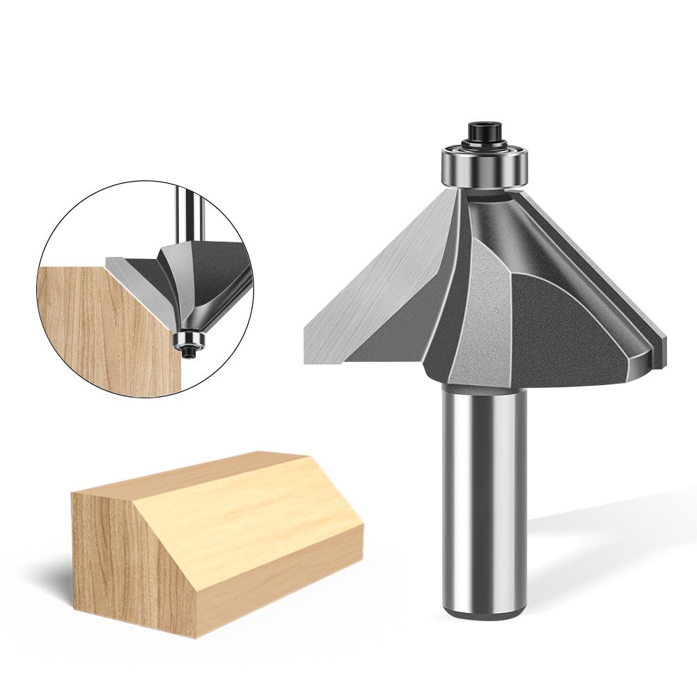 12mm*3/8 45-Degree Chamfer Router Bit for Woodworking Edge Shaping for Furniture and Cabinet Projects(Gray)