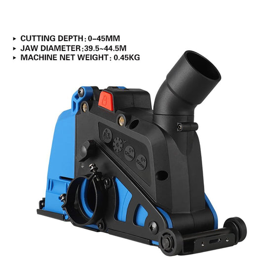 Dust Extraction Cutting Guard, Adjustable Cutting Depth Angle Grinder Dust Shroud, Cutting Dust Shroud Dust Collection Attachment Support Connection to Vacuum Cleaner, With 5 saw blades (Blue)