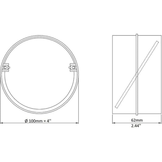 Ø 100Mm Connection With Non-Return Valve ROund Ventilation Pipe Ø 100Mm