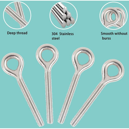M6 304 Stainless Steel Ring Long Screw Threaded ROd Ring Bolt 10 pcs