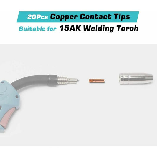 Mig Contact Nozzle, Welding Contact Tips, 20 pcs Copper Contact Tip For 15Ak Mig Welding Torch Consumables(0.8)