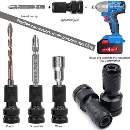 2 pcs Socket Adapters 1/2" Square Drive To 1/4" Impact Wrench Adapter Quick Release Converter For Impact Ratchet Wrench