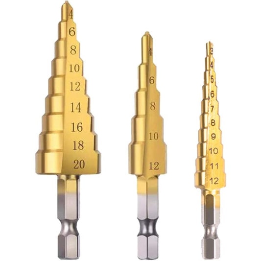 Step Drill Bits Double Slot Countersink Drill Bit High Speed Steel Cone Drill Bit For Steel Wood, Plastic, Brass,