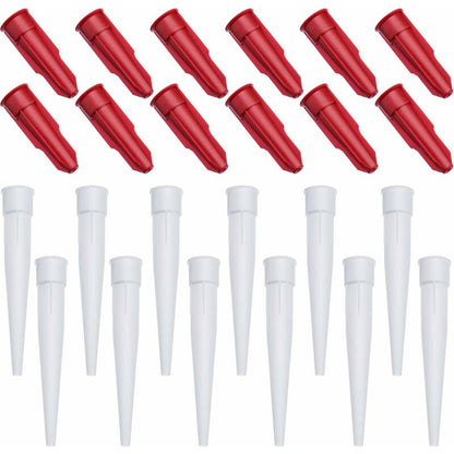 24 Pack Caulk Nozzle Caps, Includes 12 Pack White Caulk Nozzles And 12 Pack Red Caulk Nozzle Caps, Plastic