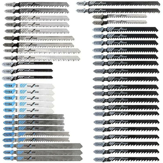 48 pcs T-Shank Jigsaw Blades, Made Of Hcs/Hss, With Storage Case For Cutting Wood, Plastic And Metal