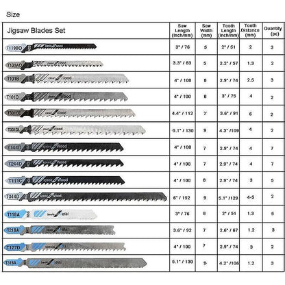 48 pcs T-Shank Jigsaw Blades, Made Of Hcs/Hss, With Storage Case For Cutting Wood, Plastic And Metal