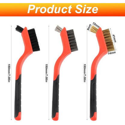 3 pcs Wire Brushes Set Stainless Steel Brass Carbon Nylon Scrub Brushes For Cleaning Welding Slag Stripping Rust Dust