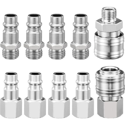1/4" Bsp Pneumatic Quick Connector, 10 Pieces European Air Compressor Fitting, Compressor Connector For Pneumatic Hose