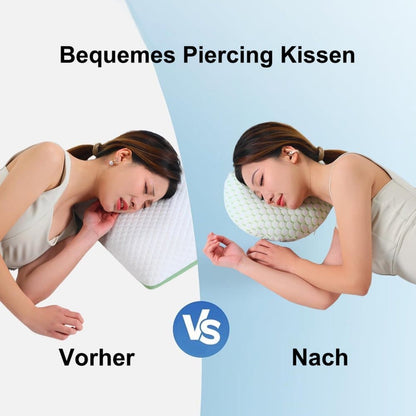 Ergonomic Ear Pillow for Side Sleeping, Relieves Ear Pressure with Perforated Design, Gold