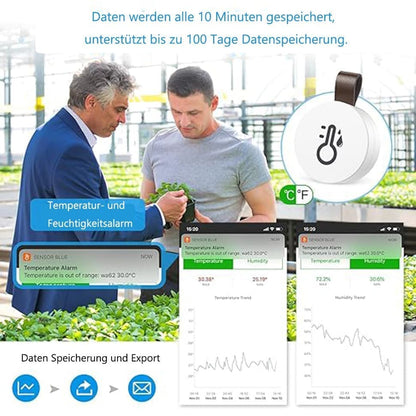 Wireless Bluetooth Thermometer Hygrometer with App Data Storage and Display