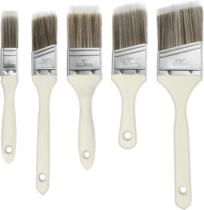 5-Piece Professional Paint Brush Set - Paint brushes - brush set - Paint brushes - Brushes - Paint brushes with wooden handle - Wall paint - Wall paint brushes - Brush - Painting / Painting supplies - for paint, glue and DIY jobs