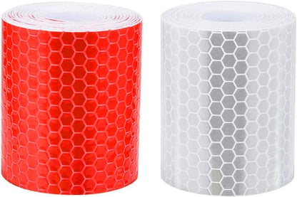 Reflective Tape - Reflection Tape - R2 rolls 5cm × 3 Meters - Self-Adhesive - Reflective Tape - Reflective Tape Self-Adhesive Sticker High Visibility - For Vehicles Cars Trailers Bicycles Helmets - White & Red