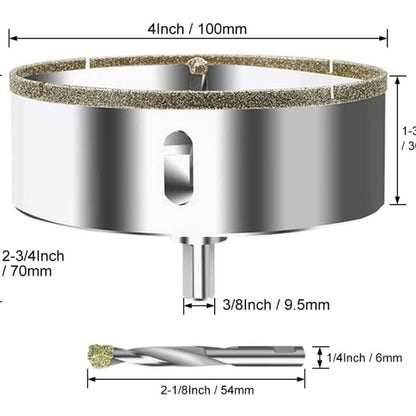 Diamond Hole Saw 100mm with Centering Drill Tile Cutter