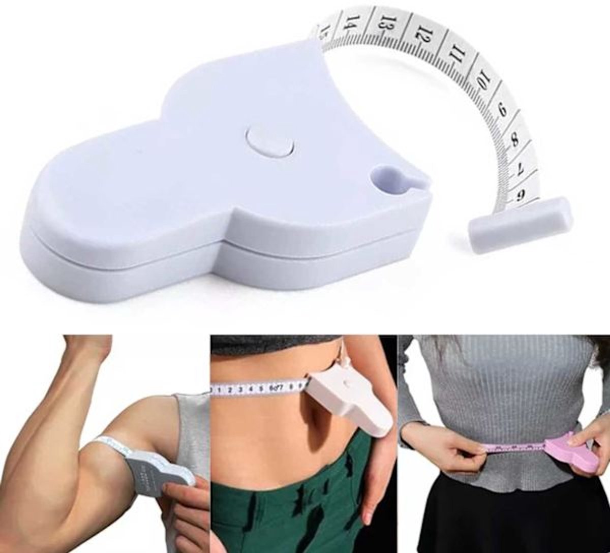 Measuring tape - for clothing and body measurements - centimeters and inches - white