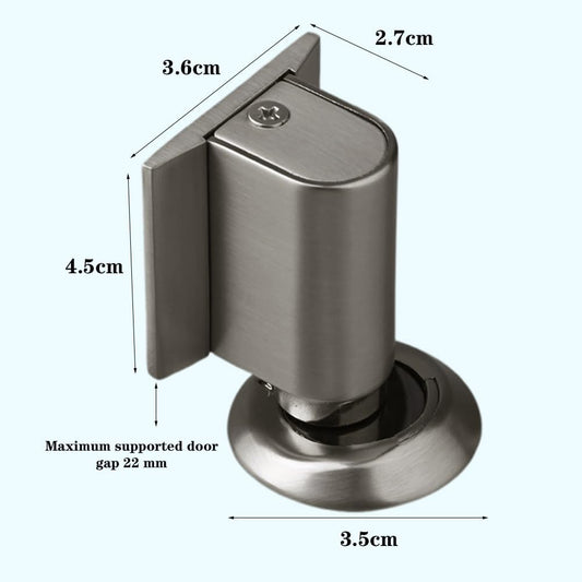 Magnetic Floor Door Stopper with Self-Adhesive Mount and Raised Disc, No-Drill Metal Door Holder for Home Use, Grey