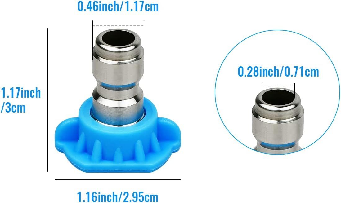 7 Pieces Pressure Washer Spray Nozzle Tips, 6.4 mm Quick Connect Colour Coded Nozzles for Power Washers up to 4000 PSI