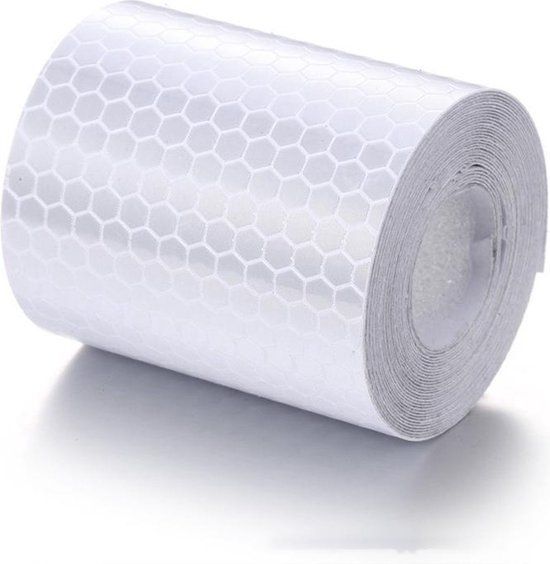 2 Rolls Class 1 Self-Adhesive Reflective Tape, Waterproof Honeycomb Safety Film for Bicycles, Trailers and Marking, White and Red, 5 cm x 3 m
