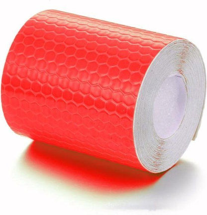 2 Rolls Class 1 Self-Adhesive Reflective Tape, Waterproof Honeycomb Safety Film for Bicycles, Trailers and Marking, White and Red, 5 cm x 3 m