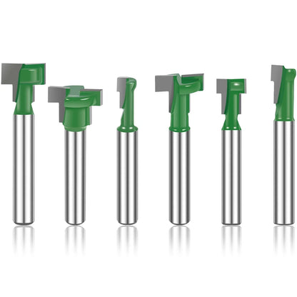 Keyhole Router Bits Set, 1/4 Inch Shank T Slot Milling Cutters for Woodworking, 6 Piece Set, Practical Everyday Use