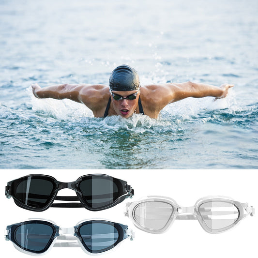 Swim Goggles for Adults, Large Frame Anti-Fog HD Myopia Swimming Goggles with Adjustable Nose Cover, Leak-Proof Seal for Men and Women, Pool and Open Water