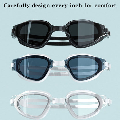 Swim Goggles for Adults, Large Frame Anti-Fog HD Myopia Swimming Goggles with Adjustable Nose Cover, Leak-Proof Seal for Men and Women, Pool and Open Water
