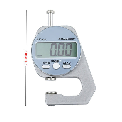 Digital Thickness Gauge High Accuracy Electronic Micrometer Silver, 0-10mm