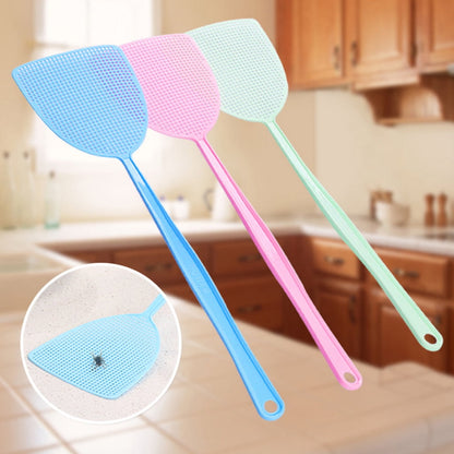 3Pcs Fly Swatter Plastic Pest Control Manual Durable Long Handle for Home, 17.5"