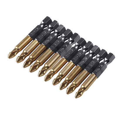5Pcs PH2 Phillips Screwdriver Bits, S2 Steel Titanium Plated Magnetic Non-Slip Cross Head Screwdriver Bit Set, 1/4 Inch Hex Shank