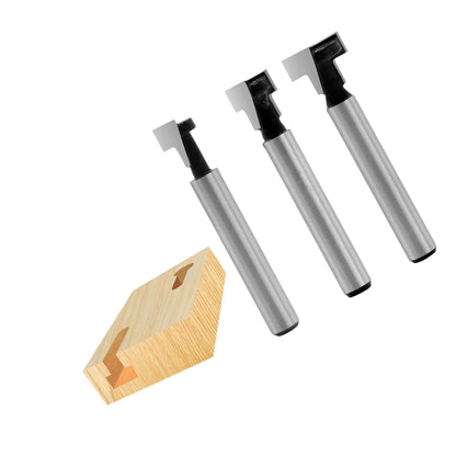3Pcs Keyhole Router Bit Set Woodworking Milling Cutter Tool Silver, Size 4